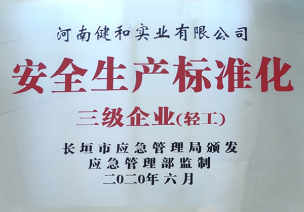 安全出产尺度化 三级企业(轻工)